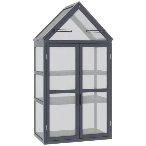 TRUUSK Broeikas met 3 Planken - Massief Hout - Polycarbonaat, Tuin en Terras, Kassen, Verzenden