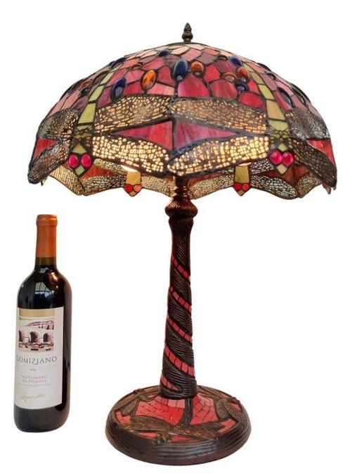 Lamp - Tiffany style - Dragonfly - Messing, Antiek en Kunst, Curiosa en Brocante