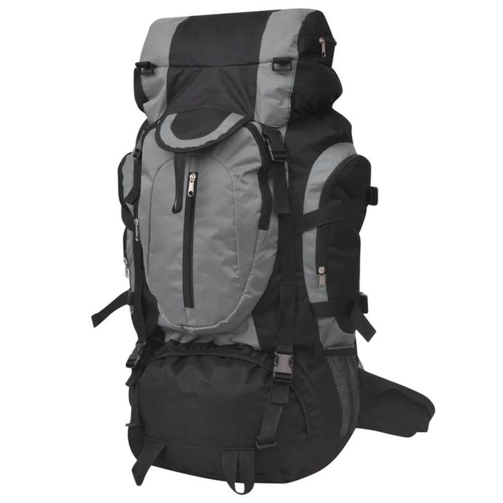 vidaXL Rugzak hiking XXL 75 L zwart en grijs, Handtassen en Accessoires, Tassen | Rugtassen, Nieuw, Verzenden