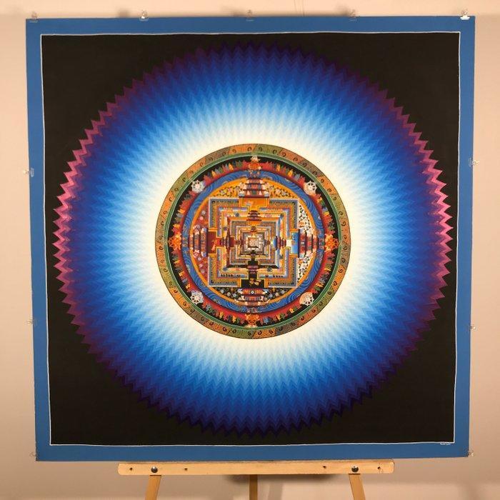 Sanjib Lama - Large Painting of Tibetan Tradition - Mandala, Antiek en Kunst, Kunst | Designobjecten
