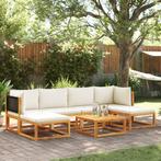 vidaXL 7-delige Tuinbankstel met kussens massief acaciahout, Tuin en Terras, Verzenden, Nieuw