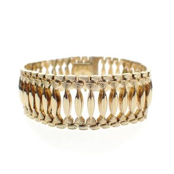 Gouden fantasie schakel armband; BREV | 19,5 cm beschikbaar voor biedingen