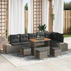 vidaXL Tuinbank Set met kussen 10 pcs Grijs Poly rattan, Tuin en Terras, Tuinsets en Loungesets, Verzenden, Nieuw