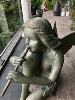 Beeld, Elf speelt op fluit - 81 cm - Brons