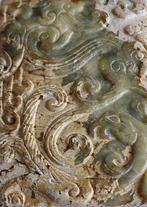 Oud-Chinees Groene jade Feniks Kraal Talisman - 76 mm, Antiek en Kunst