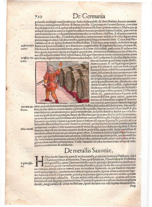 Sebastian Munster, 1560 - 5 fogli con 17 xilografie della, Antiek en Kunst, Antiek | Boeken en Manuscripten