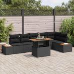 vidaXL Tuinbank Set met opslag 7 pcs Zwart Poly rattan, Verzenden, Nieuw