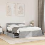 vidaXL Bedframe met hoofdeinde bewerkt hout betongrijs, Huis en Inrichting, Slaapkamer | Bedden, Verzenden, Nieuw