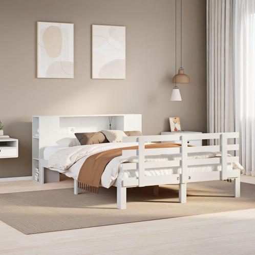 vidaXL Lit bibliothèque sans matelas blanc 140x190 cm, Maison & Meubles, Chambre à coucher | Lits, Neuf, Envoi