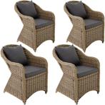 4 luxe wicker fauteuils met kussens - natuur, Tuin en Terras, Tuinsets en Loungesets, Nieuw, Verzenden