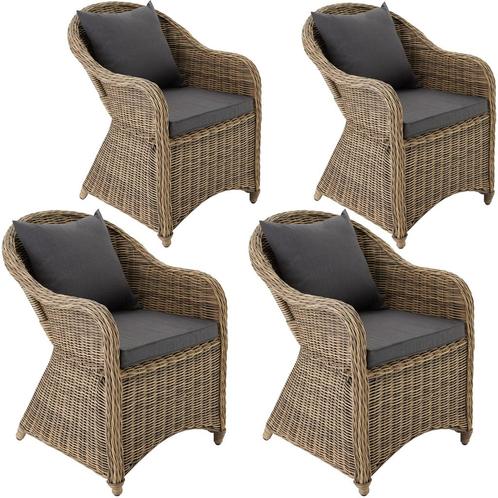 4 luxe wicker fauteuils met kussens - natuur, Tuin en Terras, Tuinsets en Loungesets, Verzenden