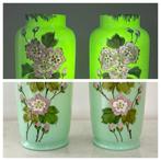 Vase - Opaline, Ouraline - Paire de vases en opaline verte