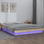 vidaXL Bedframe LED massief hout 140x190 cm, Huis en Inrichting, Slaapkamer | Bedden, Verzenden, Nieuw
