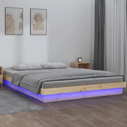 vidaXL Bedframe LED massief hout 140x190 cm, Huis en Inrichting, Slaapkamer | Bedden, Nieuw, Verzenden