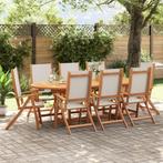 vidaXL 9-delige Tuinset massief acaciahout en textileen, Tuin en Terras, Verzenden, Nieuw, Tuinset