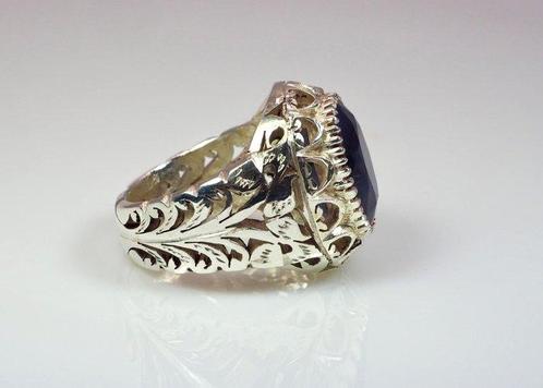 Zonder Minimumprijs - Ring Zilver Saffier, Handtassen en Accessoires, Ringen