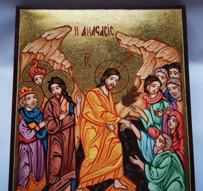 Icoon - Prachtig handgeschilderd icoon, Opstandings van, Antiek en Kunst, Antiek | Boeken en Manuscripten