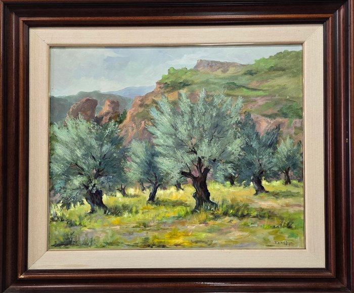 Eduard López (1933) - El canto del olivar, Antiek en Kunst, Kunst | Schilderijen | Klassiek