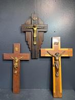 Art Deco Crucifix (3) - Hout, Legering - 1920-1930,, Antiek en Kunst