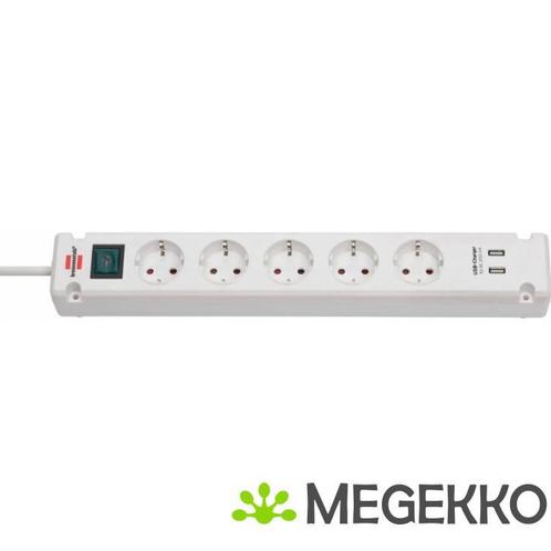 Brennenstuhl Bremounta Extension Socket 5-way 2x USB 3m, Computers en Software, Pc- en Netwerkkabels, Nieuw, Verzenden