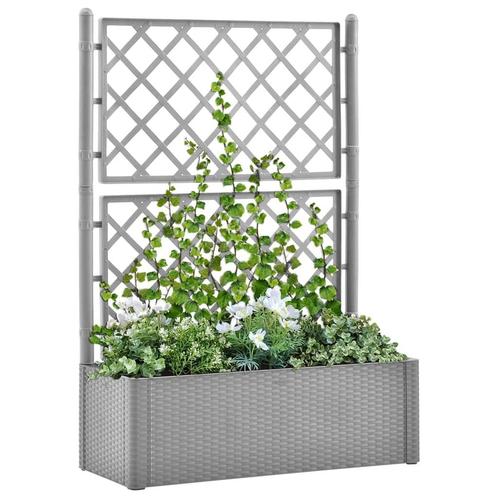 vidaXL Plantenbak verhoogd met latwerk en, Tuin en Terras, Bloempotten, Nieuw, Verzenden