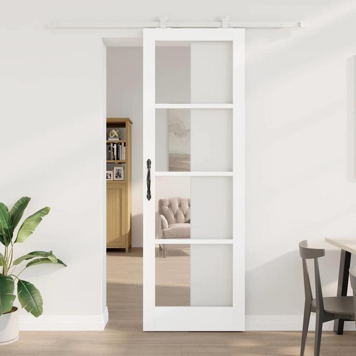 vidaXL Schuifdeur ORKDAL Wit 78 x 232 cm Hout en metaal, Doe-het-zelf en Bouw, Deuren en Vliegenramen, Nieuw, Verzenden