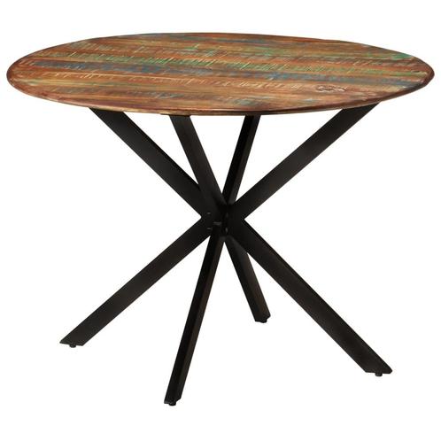 vidaXL Eettafel Ø110x78 cm massief gerecycled hout en staal, Maison & Meubles, Tables | Tables à manger, Envoi