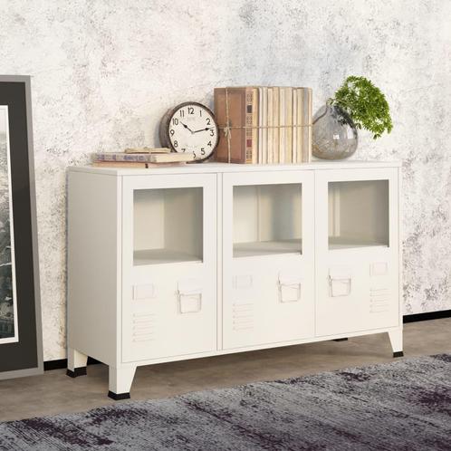 vidaXL Dressoir industrieel 105x35x62 cm metaal en glas wit, Huis en Inrichting, Kasten | Dressoirs, Nieuw, Verzenden