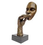 sculptuur, Cigar smoker - 48 cm - Brons, Marmer