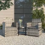 vidaXL 3-delige Loungeset met kussens poly rattan grijs, Tuin en Terras, Verzenden, Nieuw, Loungeset