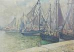 Jules Dubois (1888-1958) - Maritiem decor met schepen in de, Antiek en Kunst
