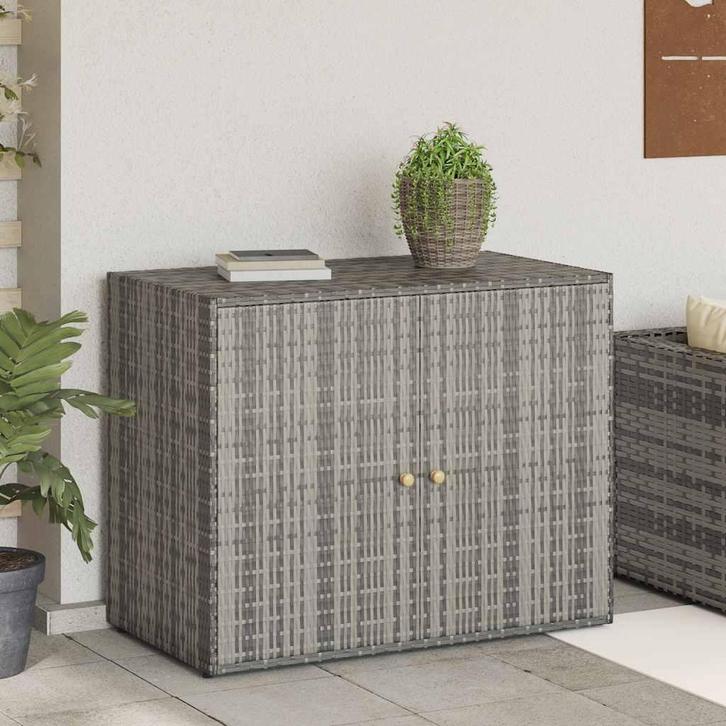 vidaXL Tuinkast 100x55,5x80 cm poly rattan grijs, Huis en Inrichting, Kasten | Overige, Nieuw, Verzenden