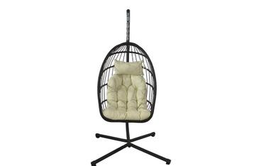 Compacte inklapbare hangstoel - Zwarte egg chair met beig..., Ophalen of Verzenden, Nieuw