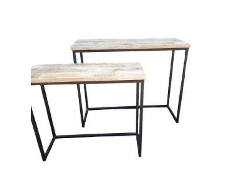 Veiling - Sidetable set van 2 - Mangohout - Zwart Metaal, Huis en Inrichting, Tafels | Sidetables, Nieuw