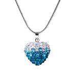 Fako Bijoux® - Ketting - Disco Dots - Hart Duo - Lichtblauw, Verzenden, Nieuw