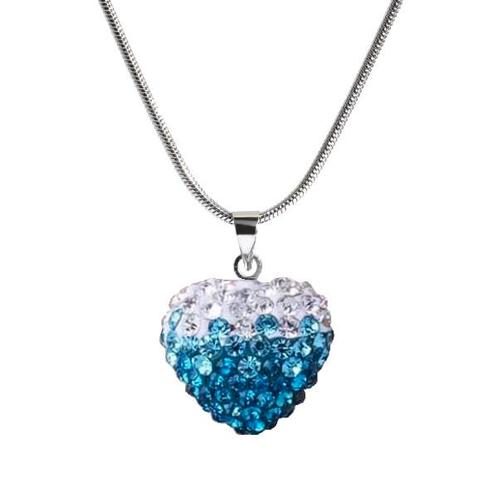 Fako Bijoux® - Ketting - Disco Dots - Hart Duo - Lichtblauw, Handtassen en Accessoires, Kettingen, Verzenden