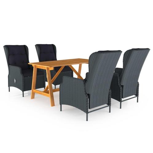 vidaXL Ensemble Ã  manger de jardin 5 pcs Gris foncÃ©, Jardin & Terrasse, Ensembles de jardin, Neuf, Envoi