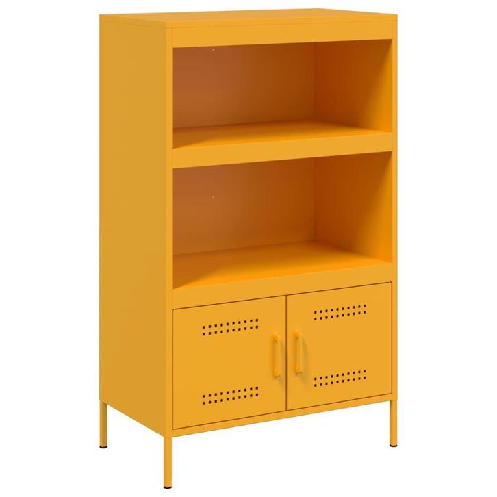 Hoge kast staal mosterdgeel | Retour Deal | 42% Korting, Huis en Inrichting, Kasten | Boekenkasten, 25 tot 50 cm, Nieuw, Metaal