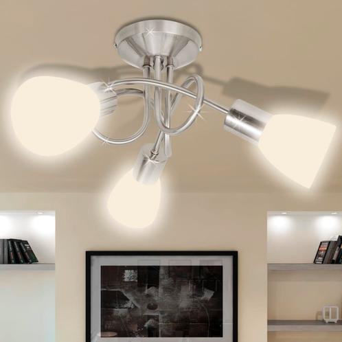 vidaXL Plafondlamp met glazen kappen voor 3 x E14 peertjes, Huis en Inrichting, Lampen | Plafondlampen, Nieuw, Verzenden