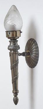 Wandlamp - Toorts - geëtst geslepen glas, Massief vernikkeld