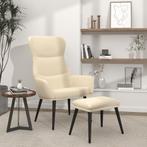 vidaXL Relaxstoel met voetenbank stof crèmekleurig, Huis en Inrichting, Fauteuils, Verzenden, Nieuw
