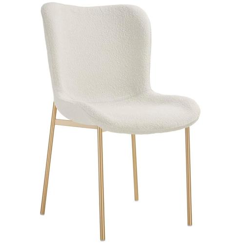 tectake Gestoffeerde stoel Tessa - Bouclé wit/goud, per stuk, Huis en Inrichting, Stoelen, Verzenden