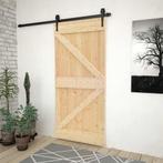 vidaXL Schuifdeur met beslag 80x210 cm massief grenenhout, Doe-het-zelf en Bouw, Verzenden, Nieuw