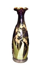 Fraaie Art nouveau vaasje met Patte de Verre bloemen - Vase, Antiquités & Art