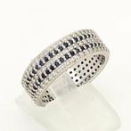 Bague - 14 carats Or blanc Diamant (Naturelle) - Saffier, Handtassen en Accessoires, Ringen, Nieuw