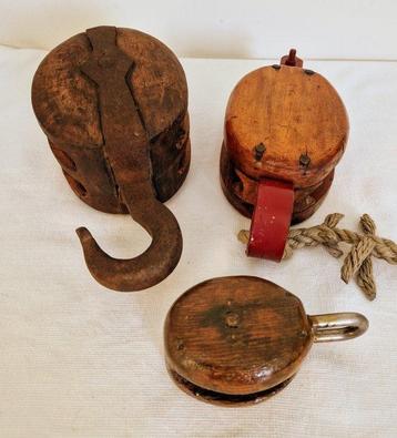 Ship’s pulley (3) - katrollen - Bois, Fer