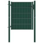 vidaXL Portail de clôture PVC et acier 100x101 cm Vert, Jardin & Terrasse, Neuf, Verzenden