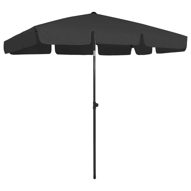 vidaXL Strandparasol 200x125 cm zwart, Tuin en Terras, Parasols, Nieuw, Verzenden