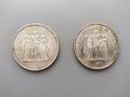 Frankrijk. 50 Francs 1976/1978 Hercule (lot de 2 monnaies en, Postzegels en Munten