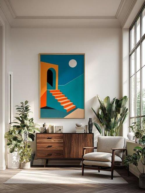 Nelson F. León - Camino en Naranja XL- (NO Reserve), Antiek en Kunst, Kunst | Schilderijen | Modern